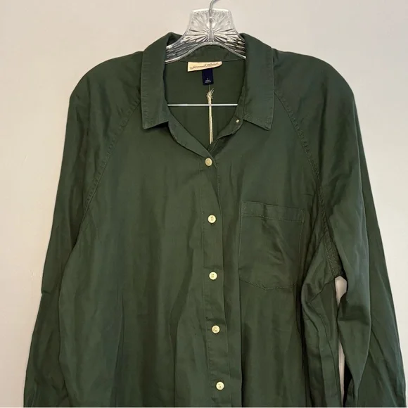 Universal Thread NWT Women’s Dark Green Oversized Button Down Long Sleeve Shirt - Picture 7 of 15